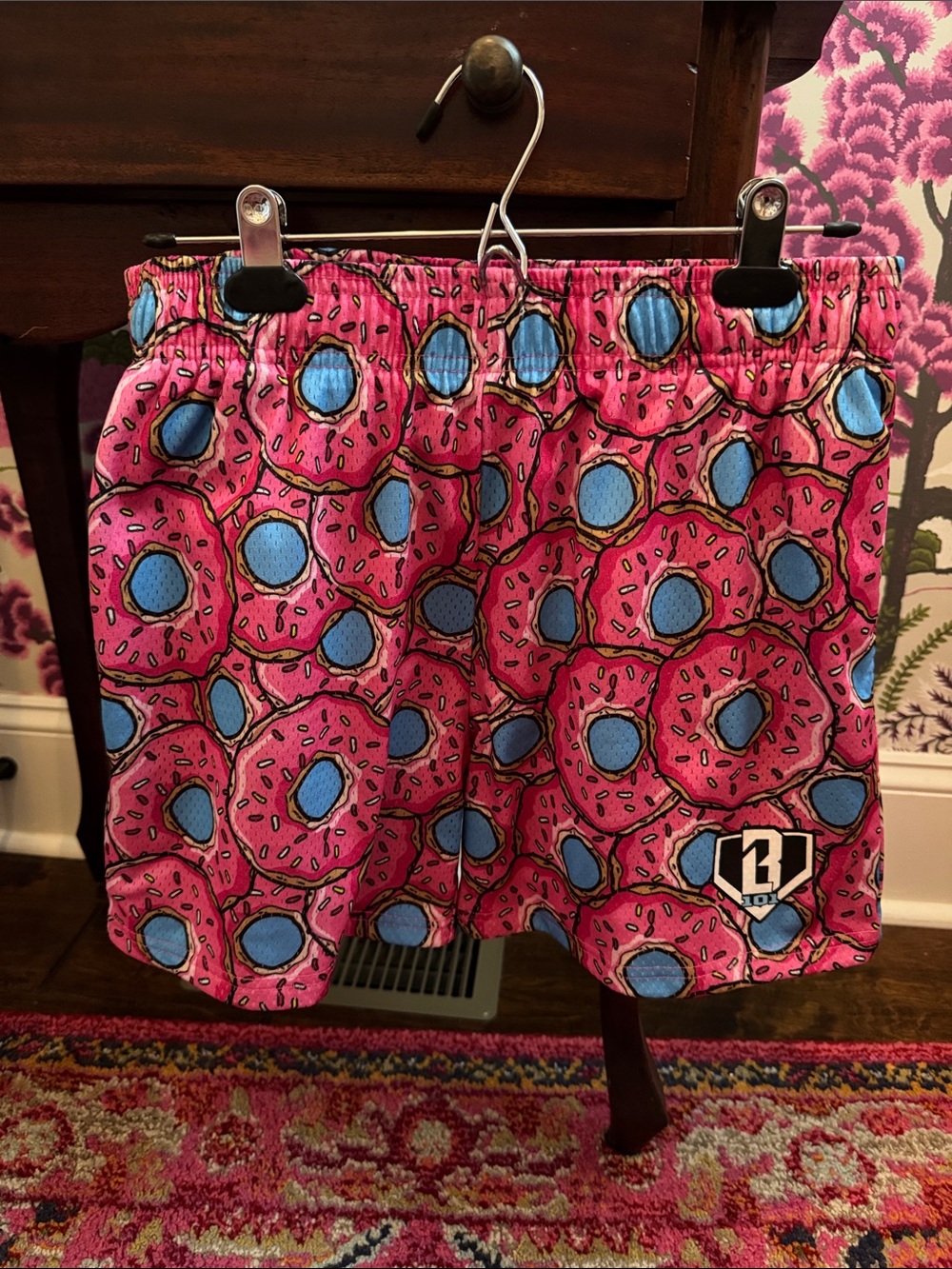Men's size small Athletic Shorts in Pink Donut Print - Performance Swim/Workout